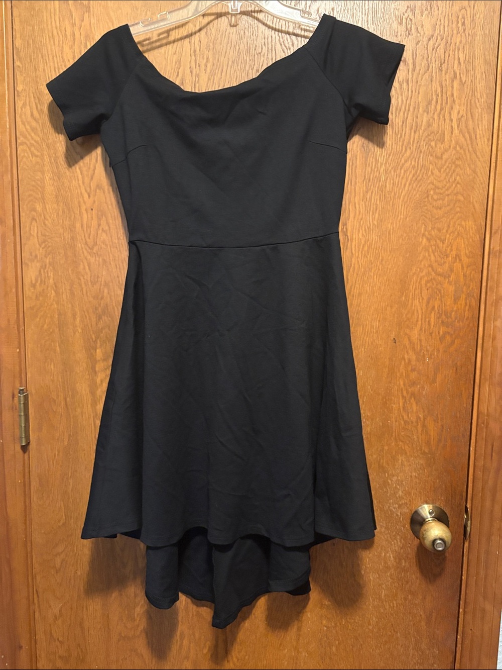 Elegant Black Off-Shoulder High-Low Dress